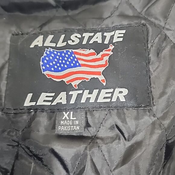 Vintage All-State Leather black jacket fully lined with braided details size XL - Picture 11 of 13